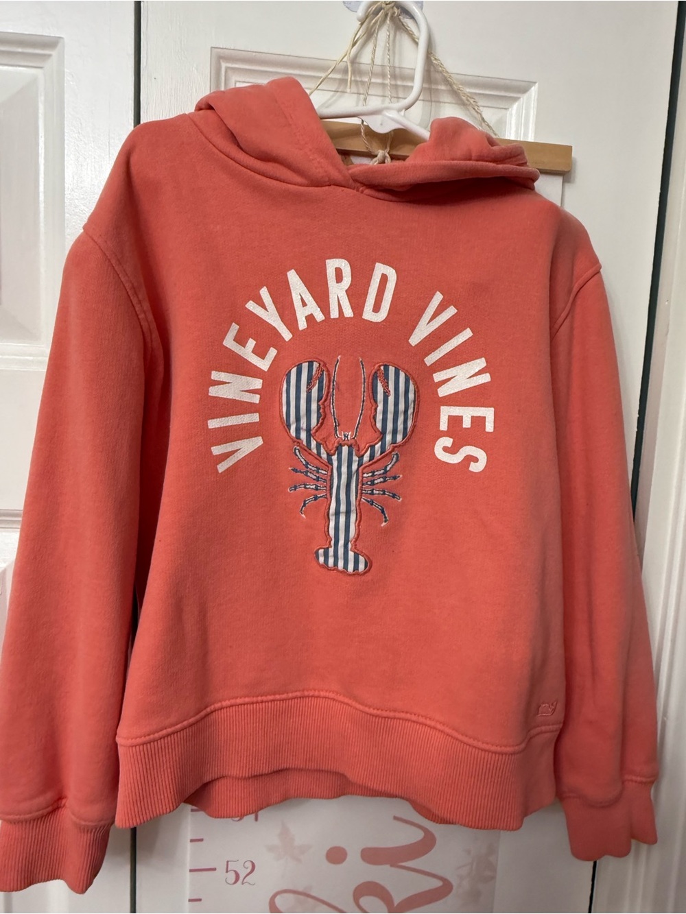 Vineyard Vines Coral Hoodie with Striped Lobster Appliqué